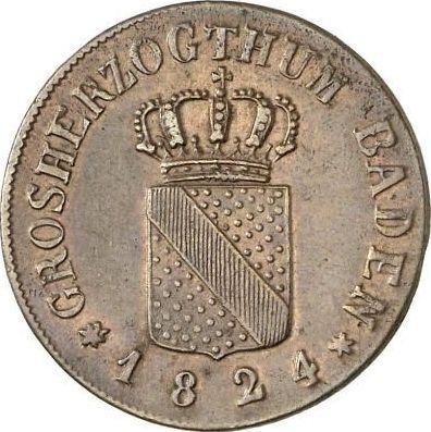 Anverso Medio kreuzer 1824 - valor de la moneda  - Baden, Luis I