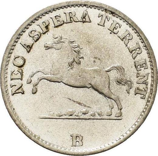 Аверс монеты - 6 пфеннигов 1855 года B - цена серебряной монеты - Ганновер, Георг V