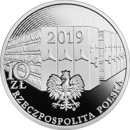 Anverso 10 eslotis 2019 "Centenario de la firma del Decreto sobre los Archivos Estatales" - valor de la moneda de plata - Polonia, República moderna