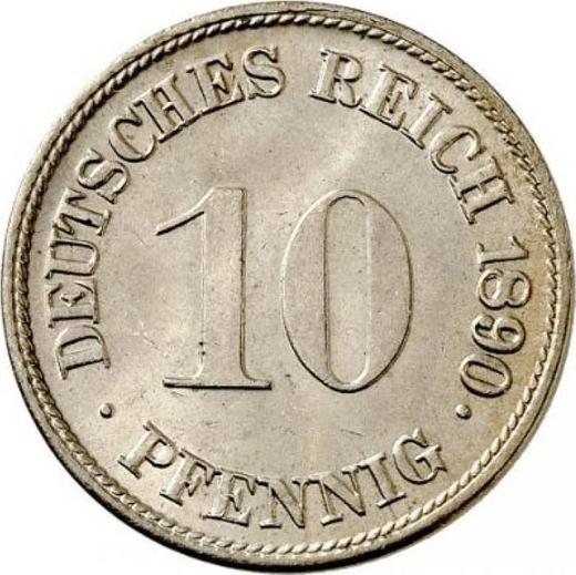Аверс монеты - 10 пфеннигов 1890 года F "Тип 1890-1916" - цена  монеты - Германия, Германская Империя