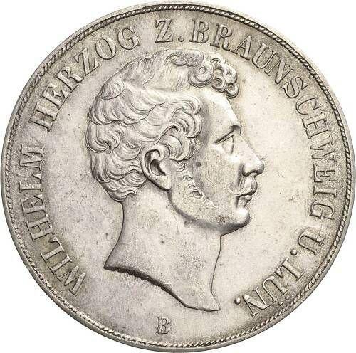 Аверс монеты - 2 талера 1850 года B - цена серебряной монеты - Брауншвейг-Вольфенбюттель, Вильгельм