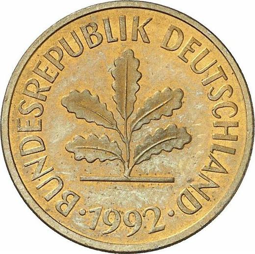 Reverso 5 Pfennige 1992 J - valor de la moneda  - Alemania, RFA