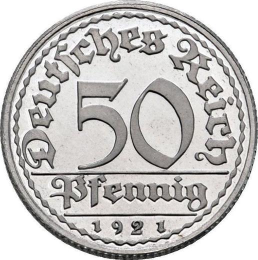 Anverso 50 Pfennige 1921 E - valor de la moneda  - Alemania, República de Weimar