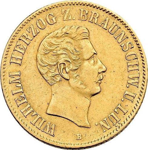 Awers monety - 10 talarów 1854 B - cena złotej monety - Brunszwik-Wolfenbüttel, Wilhelm