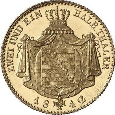 Реверс монеты - 2 1/2 талера 1842 года G - цена золотой монеты - Саксония, Фридрих Август II