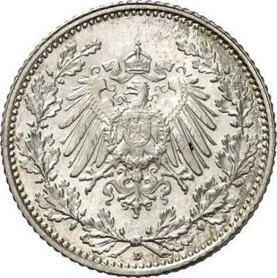 Reverso Medio marco 1911 D "Tipo 1905-1919" - valor de la moneda de plata - Alemania, Imperio alemán