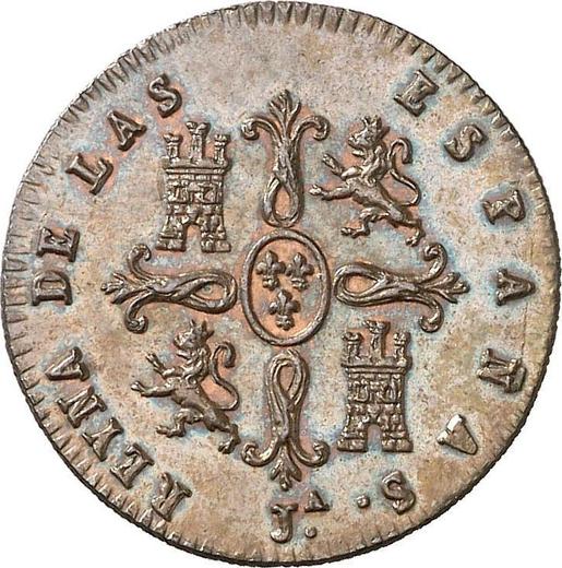 Реверс монеты - 2 мараведи 1842 года Ja - цена  монеты - Испания, Изабелла II