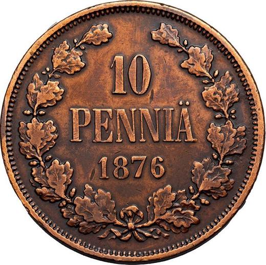 Реверс монеты - 10 пенни 1876 года - цена  монеты - Финляндия, Великое княжество