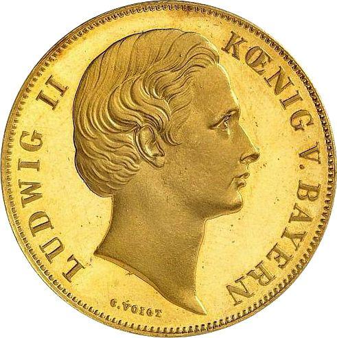 Аверс монеты - 1 гульден 1864 года Золото - цена золотой монеты - Бавария, Людвиг II