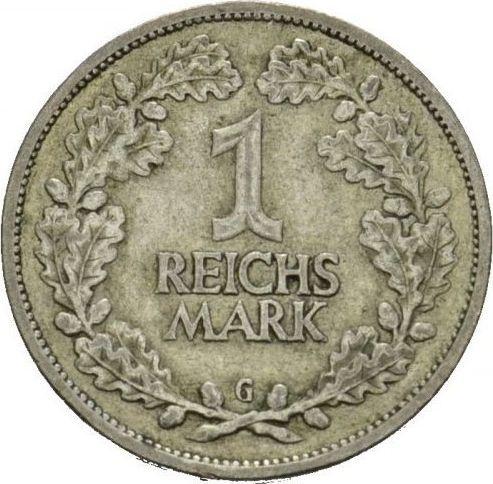 Реверс монеты - 1 рейхсмарка 1926 года G - цена серебряной монеты - Германия, Bеймарская республика