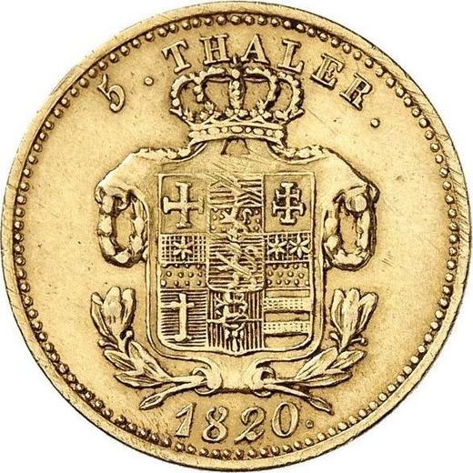 Реверс монеты - 5 талеров 1820 года - цена золотой монеты - Гессен-Кассель, Вильгельм I
