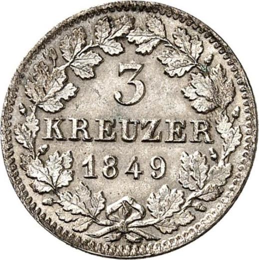 Реверс монеты - 3 крейцера 1849 года - цена серебряной монеты - Баден, Леопольд