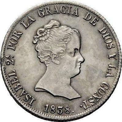 Anverso 4 reales 1838 M CL - valor de la moneda de plata - España, Isabel II