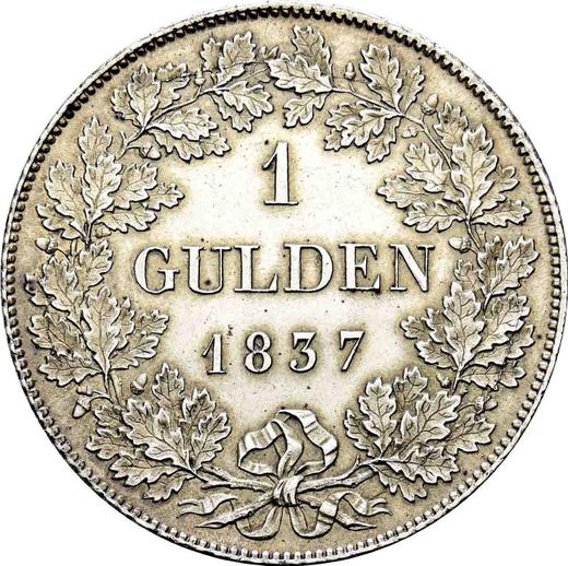 Реверс монеты - 1 гульден 1837 года - цена серебряной монеты - Бавария, Людвиг I