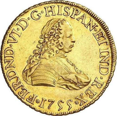 Аверс монеты - 8 эскудо 1755 года Mo MM - цена золотой монеты - Мексика, Фердинанд VI