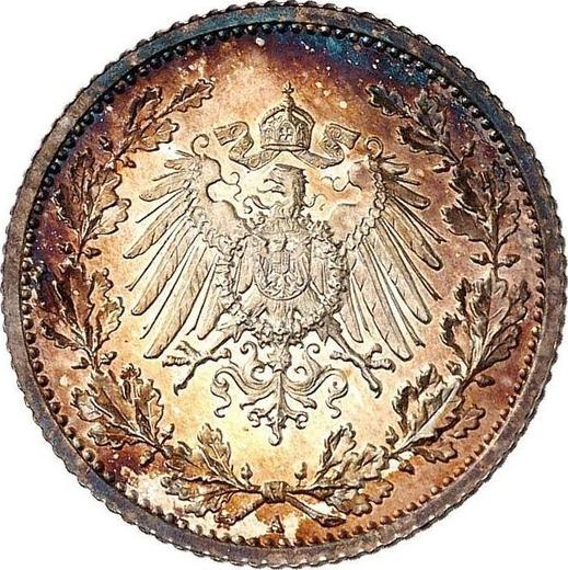 Reverso Medio marco 1909 A "Tipo 1905-1919" - valor de la moneda de plata - Alemania, Imperio alemán