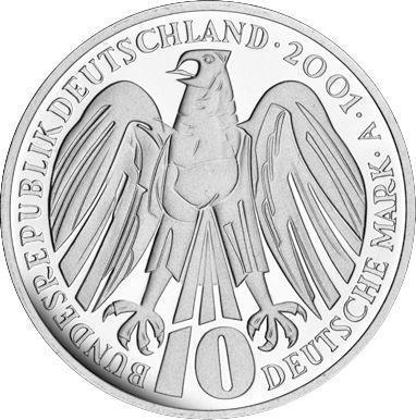 Rewers monety - 10 marek 2001 A "Trybunał Konstytucyjny" - cena srebrnej monety - Niemcy, RFN