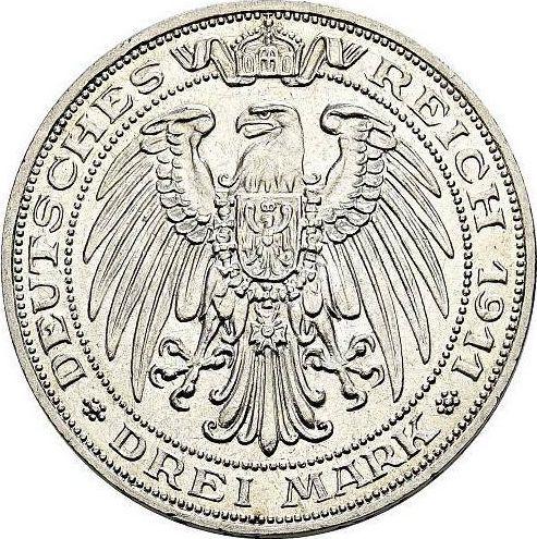 Reverse 3 Mark 1911 A "Prussia" University of Breslau - Germany, German Empire