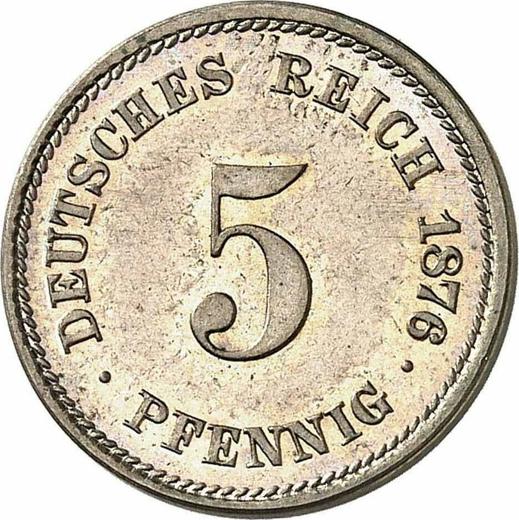 Аверс монеты - 5 пфеннигов 1876 года A "Тип 1874-1889" - цена  монеты - Германия, Германская Империя