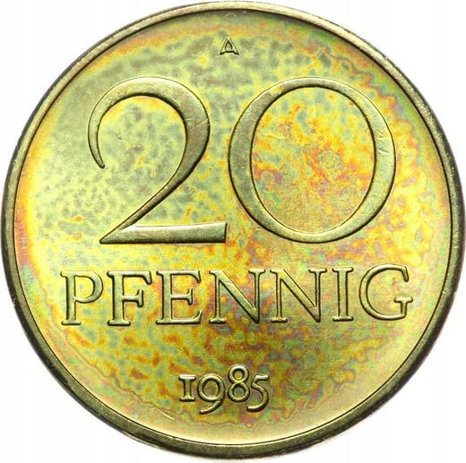 Anverso 20 Pfennige 1985 A - valor de la moneda  - Alemania, República Democrática Alemana (RDA)