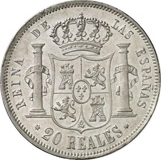 Rewers monety - 20 réales 1860 Sześcioramienne gwiazdy - cena srebrnej monety - Hiszpania, Izabela II