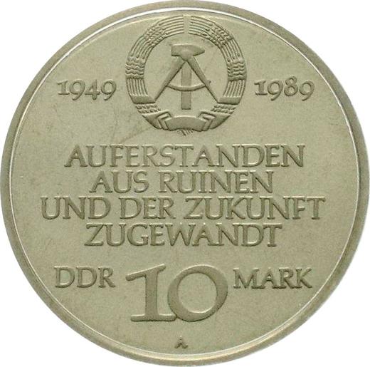 Reverse 10 Mark 1989 A "40 years of GDR" Coat of arms is matted Pattern -  Coin Value - Germany, GDR