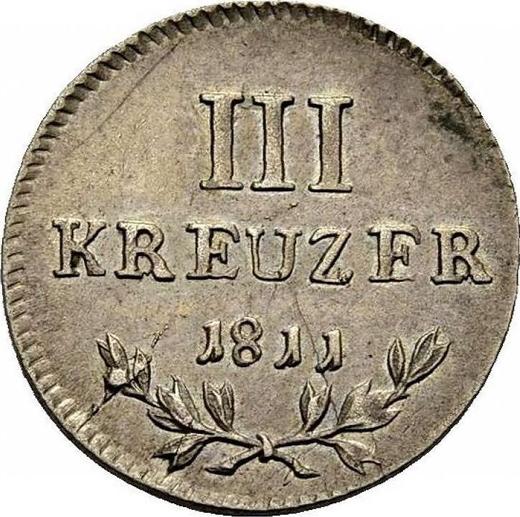 Reverso 3 kreuzers 1811 - valor de la moneda de plata - Baden, Carlos Federico