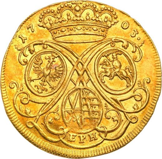 Реверс монеты - Дукат 1703 года EPH "Коронный" - цена золотой монеты - Польша, Август II Сильный