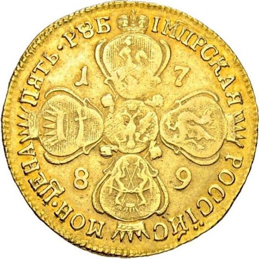 Rewers monety - 5 rubli 1789 СПБ - cena złotej monety - Rosja, Katarzyna II