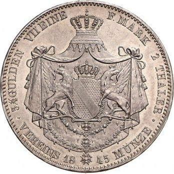 Реверс монеты - 2 талера 1845 года - цена серебряной монеты - Баден, Леопольд