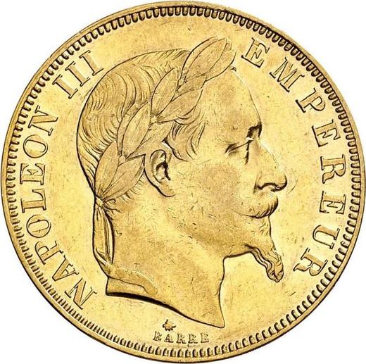 Аверс монеты - 50 франков 1862 года A "Тип 1862-1868" Париж - цена золотой монеты - Франция, Наполеон III