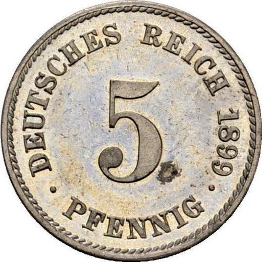 Anverso 5 Pfennige 1899 F "Tipo 1890-1915" - valor de la moneda  - Alemania, Imperio alemán