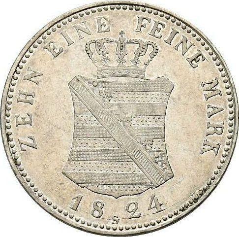 Reverse Thaler 1824 S - Silver Coin Value - Saxony-Albertine, Frederick Augustus I