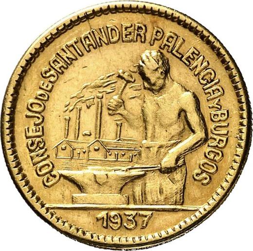 Awers monety - 50 centimos 1937 "Santander, Palencia i Burgos" Złoto Próba - cena złotej monety - Hiszpania, II Rzeczpospolita