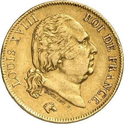 Awers monety - 40 franków 1822 H "Typ 1816-1824" La Rochelle - Francja, Ludwik XVIII