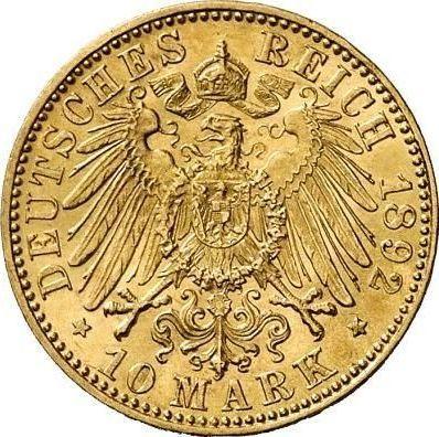 Реверс монеты - 10 марок 1892 года A "Пруссия" - цена золотой монеты - Германия, Германская Империя