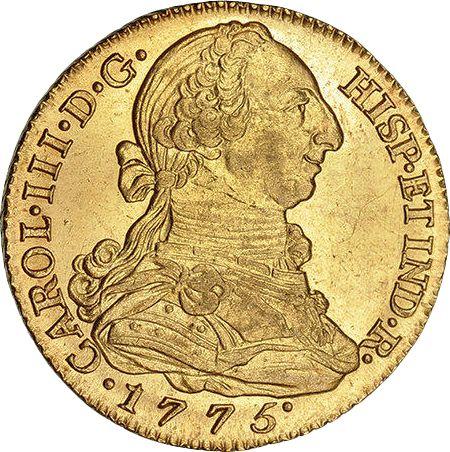 Аверс монеты - 4 эскудо 1775 года So DA - цена золотой монеты - Чили, Карл III