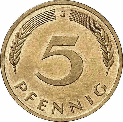 Аверс монеты - 5 пфеннигов 1985 года G - цена  монеты - Германия, ФРГ