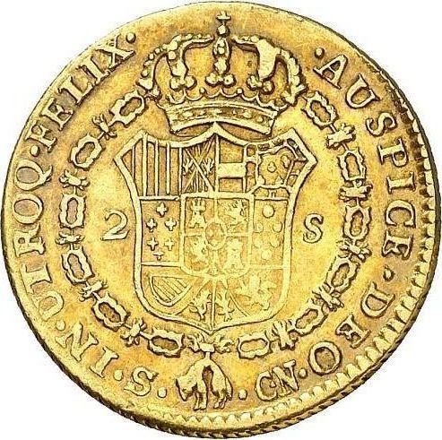 Reverse 2 Escudos 1805 S CN - Gold Coin Value - Spain, Charles IV