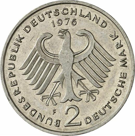 Reverso 2 marcos 1976 F "Theodor Heuss" - valor de la moneda  - Alemania, RFA