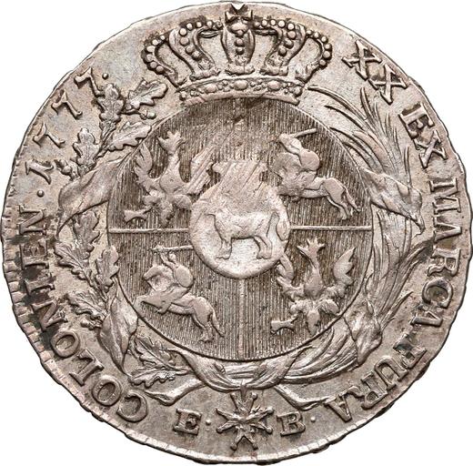 Reverso Medio tálero 1777 EB "Cinta en el pelo" - valor de la moneda de plata - Polonia, Estanislao II Poniatowski