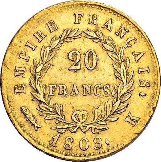 Reverso 20 francos 1809 K "Tipo 1809-1815" Burdeos - valor de la moneda de oro - Francia, Napoleón I Bonaparte
