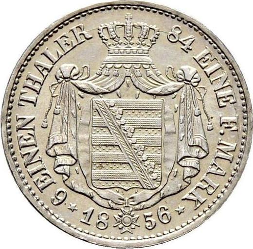 Реверс монеты - 1/6 талера 1856 года F - цена серебряной монеты - Саксония-Альбертина, Иоганн