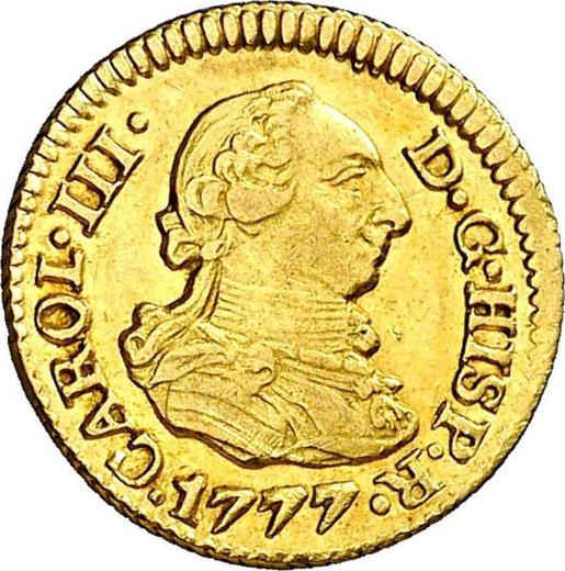 Obverse 1/2 Escudo 1777 S CF - Gold Coin Value - Spain, Charles III
