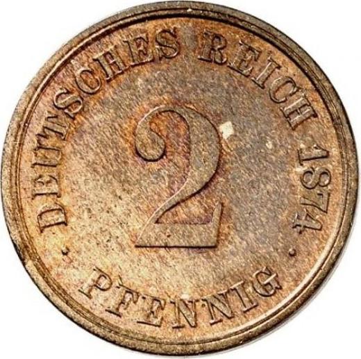 Anverso 2 Pfennige 1874 D "Tipo 1873-1877" - valor de la moneda  - Alemania, Imperio alemán