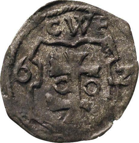 Реверс монеты - Денарий 1602 года CWF "Тип 1588-1612" Сокращенная дата "62" - цена серебряной монеты - Польша, Сигизмунд III Ваза