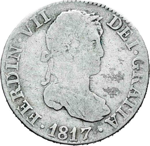 Аверс монеты - 2 реала 1817 года M GJ - цена серебряной монеты - Испания, Фердинанд VII