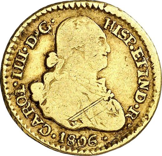 Аверс монеты - 1 эскудо 1806 года So FJ - цена золотой монеты - Чили, Карл IV