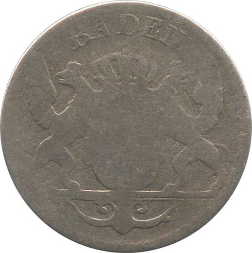 Аверс монеты - 3 крейцера 1843 года - цена серебряной монеты - Баден, Леопольд