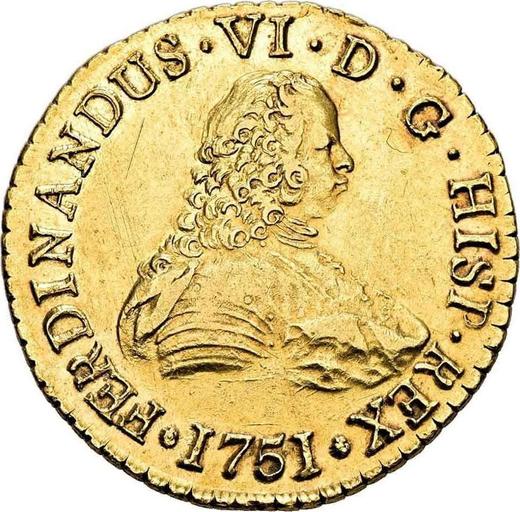 Anverso 8 escudos 1751 So J - valor de la moneda de oro - Chile, Fernando VI